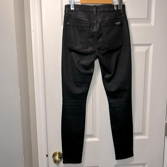 7 For All Mankind Shiny Coated Distressed Skinny Jeans - Picture 8 of 8